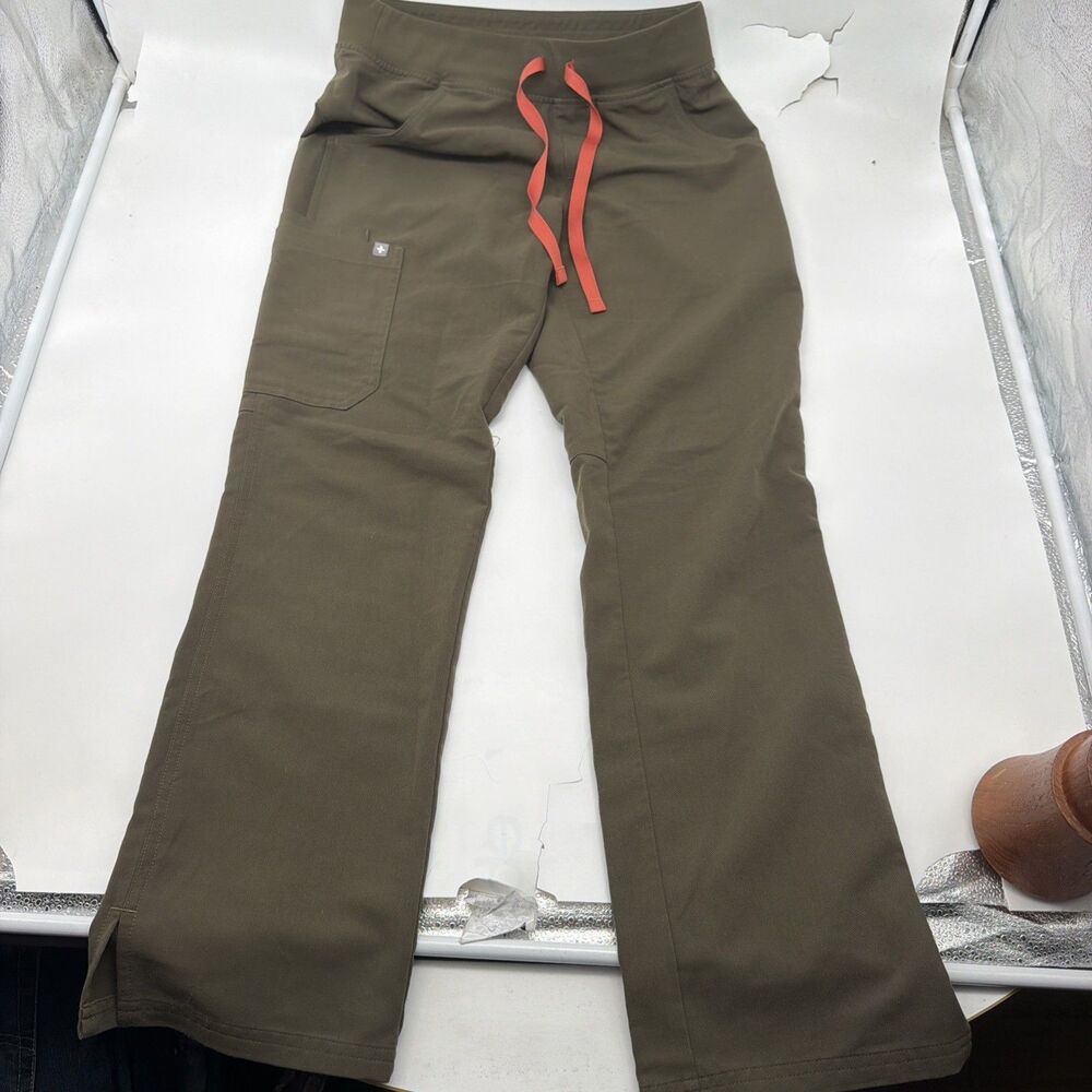 FIGS XS Technical Collection Dark Green Scrub Pants Straight Leg Cargo Medical
